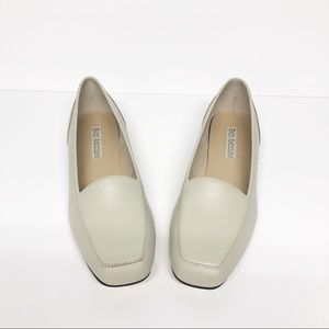 Enzo Angiolini Beige Leather Loafers Slip on Shoes